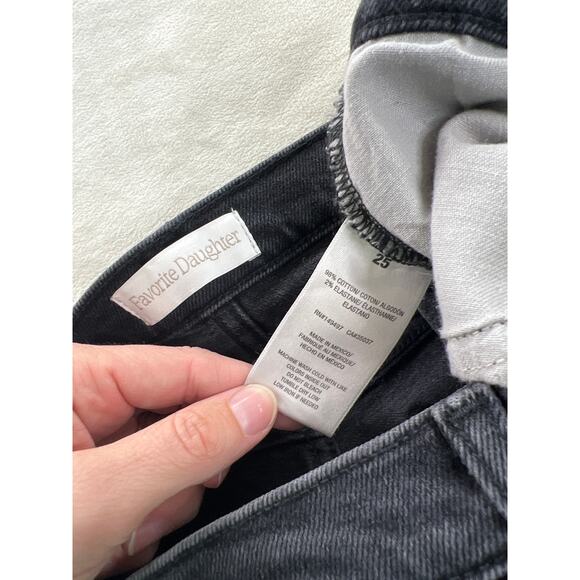 New Favorite Daughter Evelyn High Rise Straight Leg Stirrup Jeans Storm Black - Picture 6 of 10